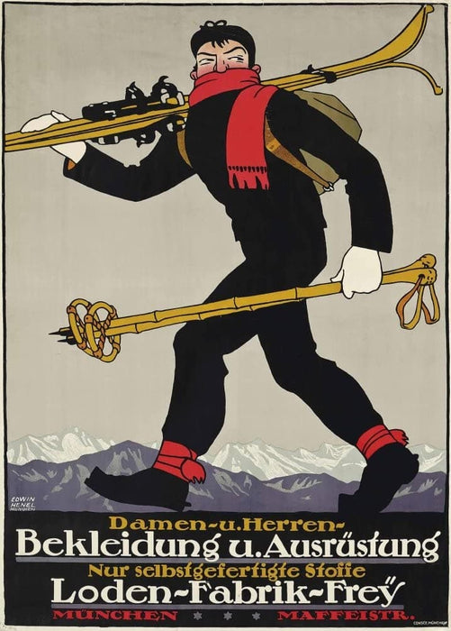 Vintage Travel Germany 'Bekleidung U. Ausrutung', 1913, Reproduction 200gsm A3 Vintage Skiing and Winter Sport Poster