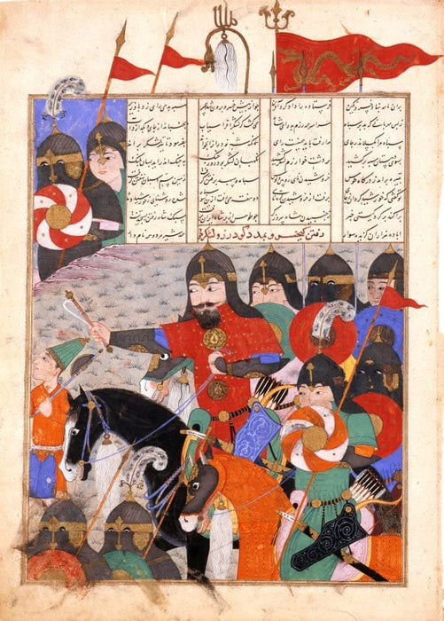 Vintage Persian and Islamic Art 'Kai Khusrau Marches to Gudarz's', from 'The Shahnameh, The Book of Kings', Iran 10-11th Century, by Persian Poet Ferdowsi, Reproduction 200gsm A3 Classic Art Poster