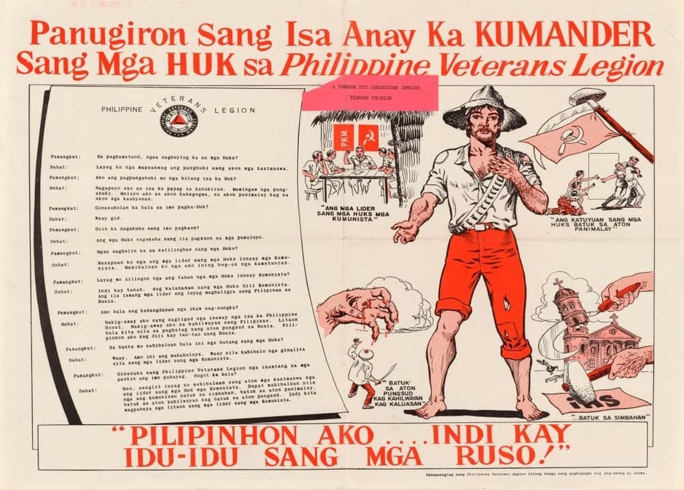 Vintage Philippines Propaganda 'Philippine Veterans Legion. Statement of a Former Hut Commander', Philippines, 1951, Reproduction 200gsm A3 Vintage Propaganda Poster