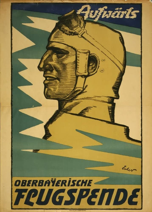 Vintage German WW1 Propaganda 'Rise, Upper Bavarian Pilots', Germany, 1914-18, Reproduction 200gsm A3 Vintage German Propaganda Poster