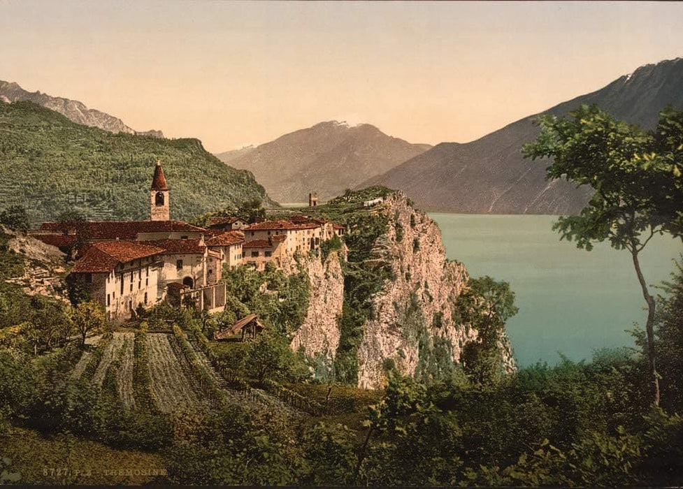 Vintage Travel Italy 'Tremosine, Lake Garda', Circa. 1890-1910, Reproduction 200gsm A3 Vintage Travel Photography Poster