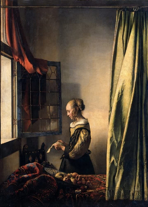 Johannes Vermeer 'Girl Reading a Letter by an Open Window, Detail', Netherlands, 1659, Reproduction 200gsm Vintage A3 Classic Art Poster