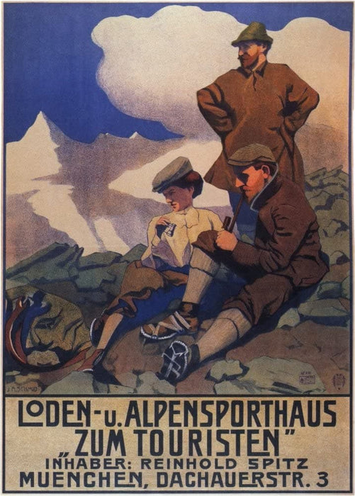 Vintage Clothes and Accessories 'Alps Sportswear for Tourists by Loden', Germany, 1905, Reproduction 200gsm A3 Vintage Art Nouveau Poster