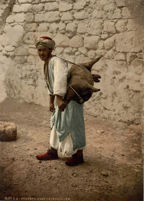 Water Carrier of Jerusalem, Holy Land Antique Photo, 1890's, Reproduction 200gsm A3, Israel, Palestine, Vintage Travel Poster
