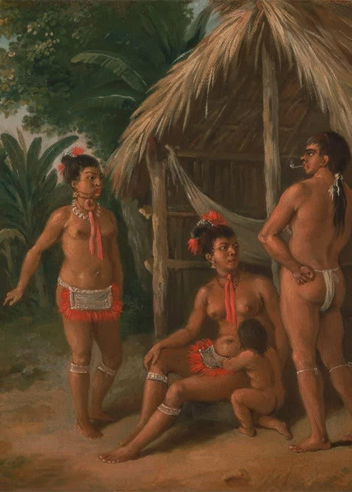 Agostino Brunius 'Leeward Islands, Caribbean Family Outside a Hut, Detail', 1870, West Indian, Caribbean, Reproduction 200gsm A3 Vintage Classic Art Poster - World of Art Global Limited
