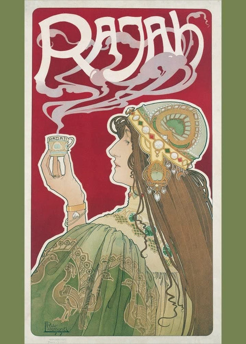 Vintage Coffee, Teas and Hot Drinks 'Rajah Coffee', Belgium, 1899 by Henri Privat-Livemont, Reproduction 200gsm A3 Vintage Art Nouveau Poster