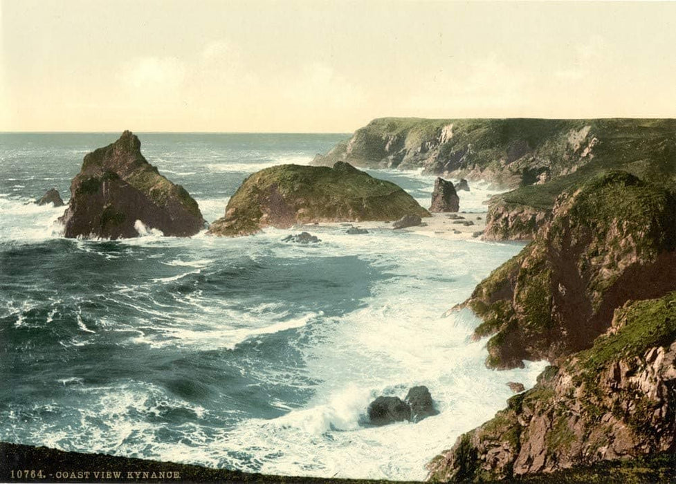 Vintage Travel England 'Cornwall, Coast View, Kynance', 1890's, Reproduction 200gsm A3 Vintage Photography and Travel Poster