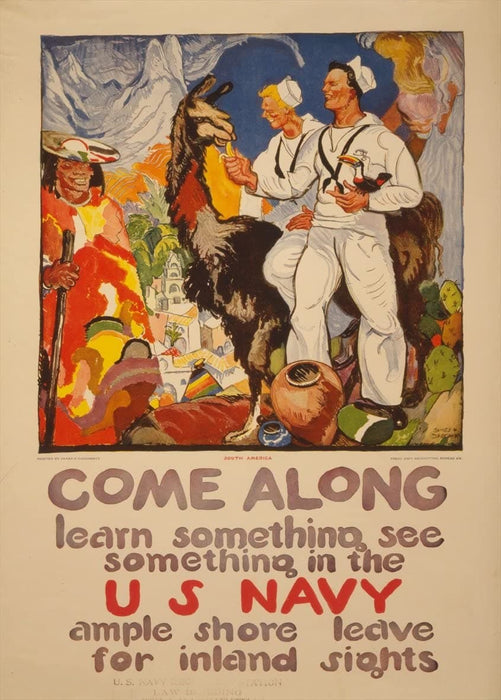 Vintage U.S WW1 Propaganda 'Come Along and Learn Something', U.S.A, 1914-18, Reproduction 200gsm A3 Vintage Propaganda Poster