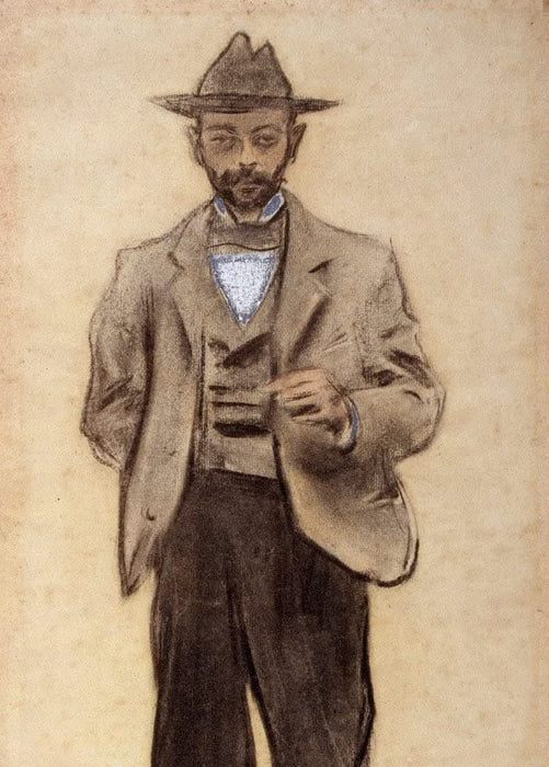 Ramon Casas 'A Drawing, A Portrait of Manolo Hugue, Detail', 1897-99, Spain, Reproduction 200gsm A3 Vintage Classic Art Poster