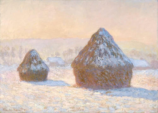 Claude Monet 'Wheatstacks, Snow Effect, Morning', France, 1891, Impressionism, Reproduction 200gsm A3 Vintage Classic Art Poster - World of Art Global Limited