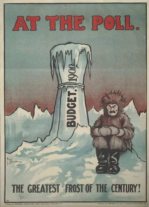 Vintage Conservative Party Propaganda 'The Greatest Frost of The Century', 1909, Reproduction 200gsm A3 Vintage British Propaganda Poster