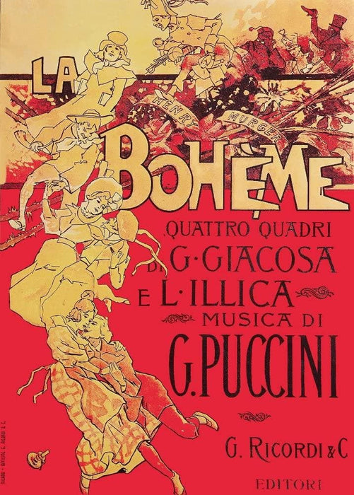 Vintage Classical Music and Opera 'La Boheme', by Giaomo Pucchin, Italy, 1896, Adolfo Hohenstein, Reproduction 200gsm A3 Vintage Art Nouveau Music Poster