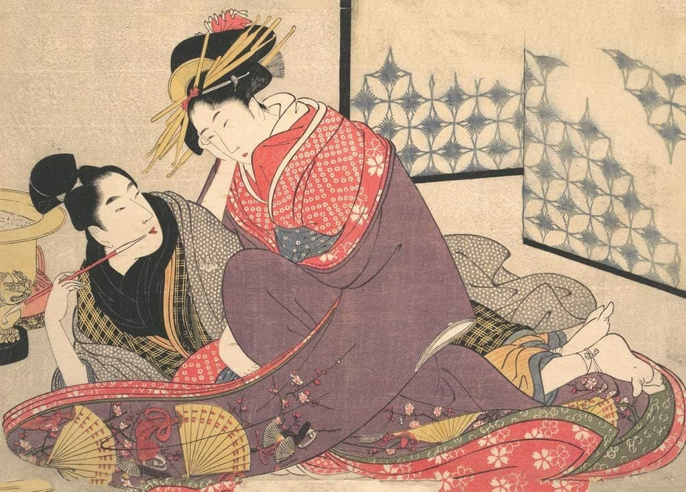 Kitagawa Utamaro 'A Couple', Japan, 18th Century, Reproduction 200gsm A3 Vintage Classic Ukiyo-e Art Poster