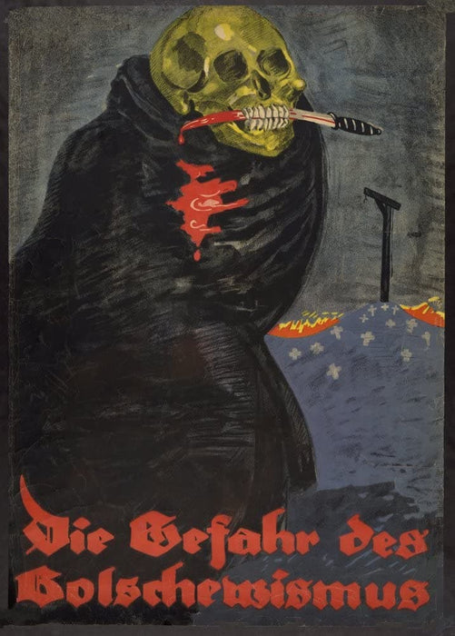 Vintage German WW1 Propaganda 'The Danger of Bolshevism', Germany, 1914-18, Reproduction 200gsm A3 Vintage German Propaganda Poster