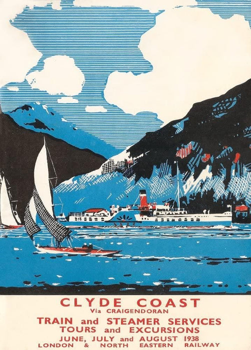 Vintage Travel Scotland 'Clyde Coast via Craigendoran by Train and Steamer Services', 1925, Reproduction 200gsm A3 Vintage Art Deco Travel Poster