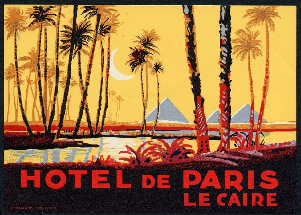 Vintage Travel Egypt 'Cairo Hotel de Paris', Reproduction 200gsm A3 Vintage Travel Poster