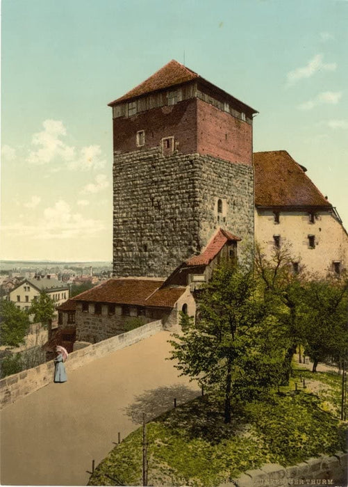 Vintage Travel Germany 'The Quintagonal Tower, Funfeckiger Turm, Nuremberg, Bavaria', 1890's, Reproduction 200gsm A3 Photography Travel Poster