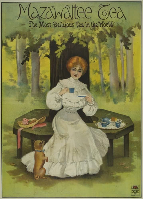 Vintage Coffee, Teas and Hot Drinks 'Mazawatee Tea', England, 1900's, Reproduction 200gsm A3 Vintage Art Nouveau Poster