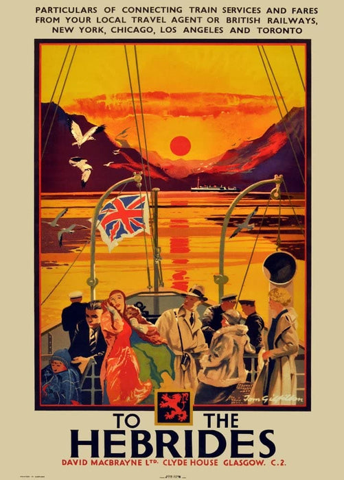 Vintage Travel Scotland 'Hebredies with Macbraynes', 1938, Reproduction 200gsm A3 Vintage Art Deco Travel Poster