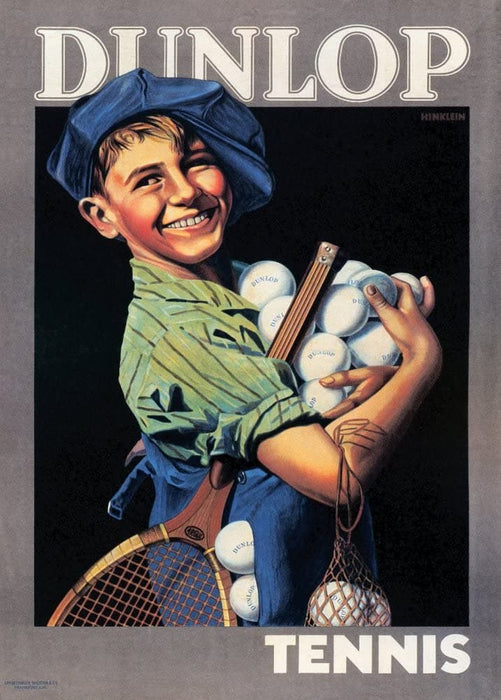 Vintage Tennis 'Dunlop Rackets and Balls', Germany, 1920's, Reproduction 200gsm A3 Vintage Art Deco Sports Poster