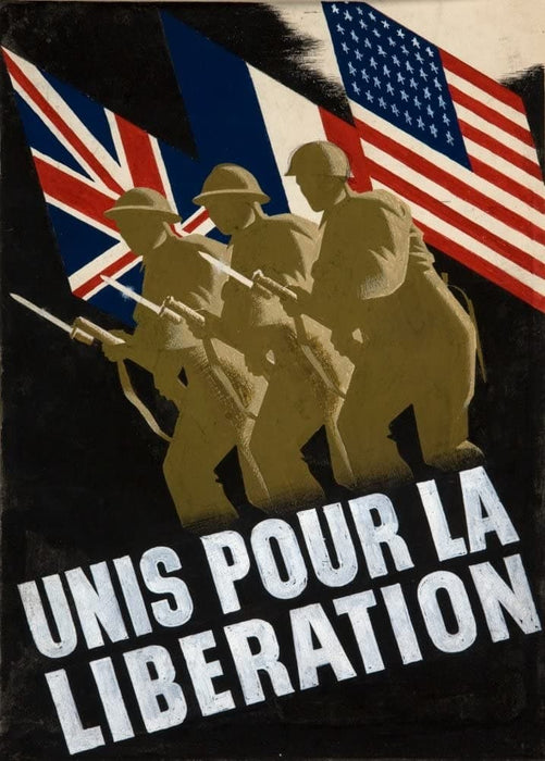 Vintage French WW2 Propaganda 'United for Freedom', France, 1939-45, Reproduction 200gsm A3 Vintage French Propaganda Poster