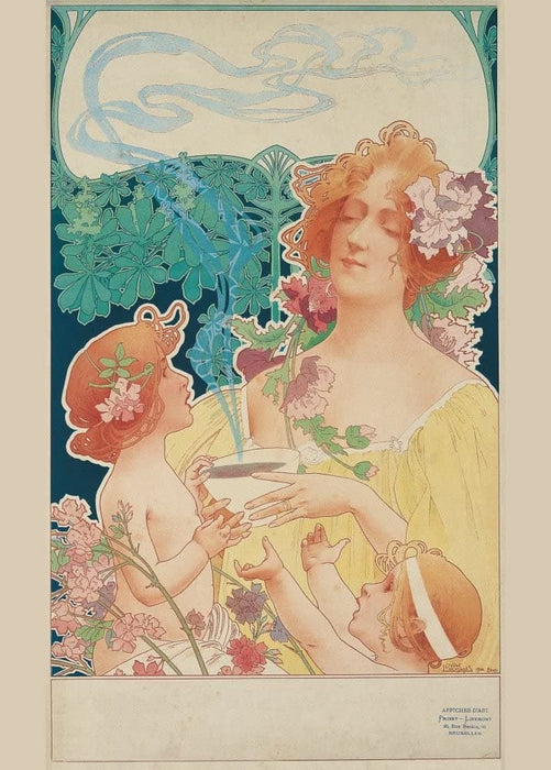 Vintage Coffee, Teas and Hot Drinks 'Tropon Chocolate and Cocoa', Belgium, 1900, Henri Privat-Livemont, Reproduction 200gsm A3 Vintage Art Nouveau Poster