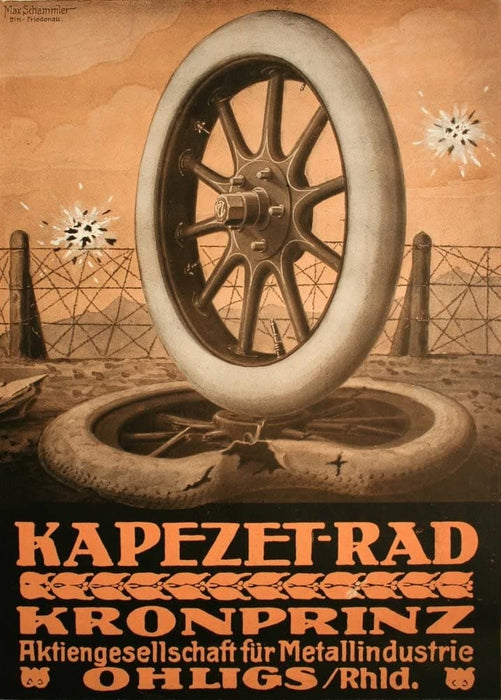 Vintage Automobile 'Kapezet Rad Kronprinz', Germany, 1914-18, Reproduction 200gsm A3 Vintage German WW1 Automobile Poster