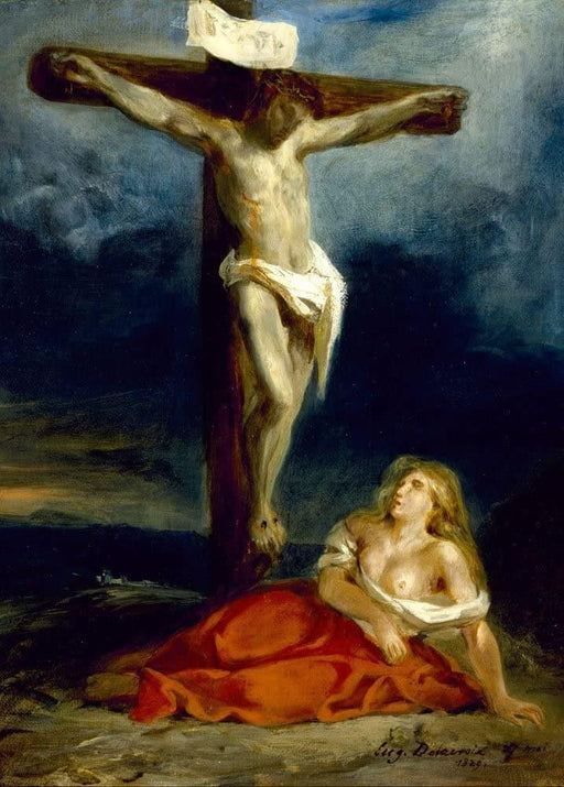 Eugene Delacroix 'Saint Mary Magdalene at The Foot of The Cross, Detail', 1829, Reproduction 200gsm A3 Vintage Poster - World of Art Global Limited