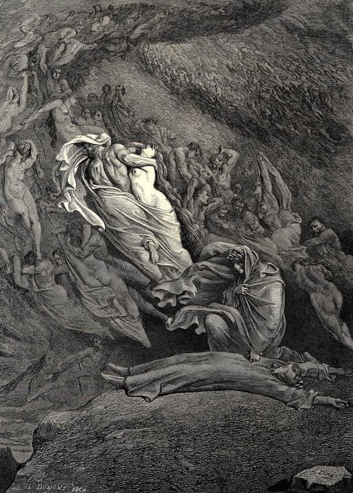 Gustave Dore 'I was Falling Down Like a Dead Body', Dante's 'The Divine Comedy, Inferno', France, 1860's, Reproduction 200gsm A3 Vintage Classic Art Poster - World of Art Global Limited