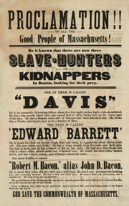 Vintage Slavery and Anti-Slavery 'Slave-Hunters and Kidnappers', U.S.A, 1851, Reproduction 200gsm A3 Vintage Slavery Poster