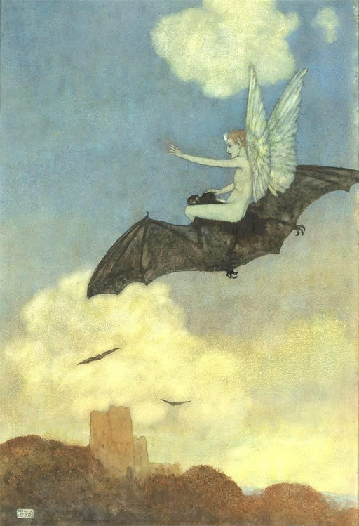 Edmund Dulac 'Ariel on a Bat's Back', from Shakespeares' The Tempest', France, 1915, Reproduction 200gsm A3 Vintage Art Poster - World of Art Global Limited