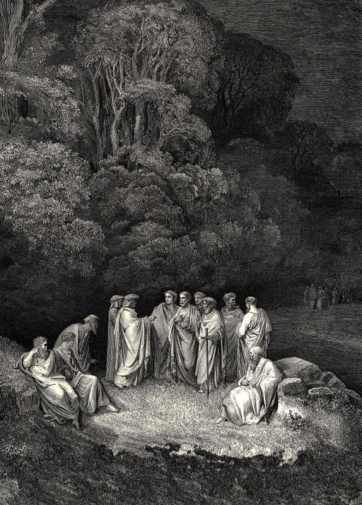 Gustave Dore 'Finally, I met a Reunion of The School of Homer', Dante's 'The Divine Comedy, Inferno', France, 1860's, Reproduction 200gsm A3 Vintage Classic Art Poster - World of Art Global Limited