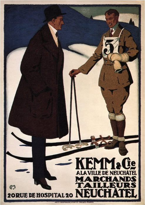 Vintage Clothes and Accessories 'Winter Sports Accessories by Kemme and Co.', Germany, 1916, Reproduction 200gsm A3 Vintage Art Deco Poster