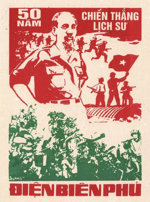 Vintage Vietnam War Propaganda 'Fiftieth Anniversary of Victory AD Dien BIEN PHU, Vietnam, 1955-75, Reproduction 200gsm A3 Vintage Propaganda Poster
