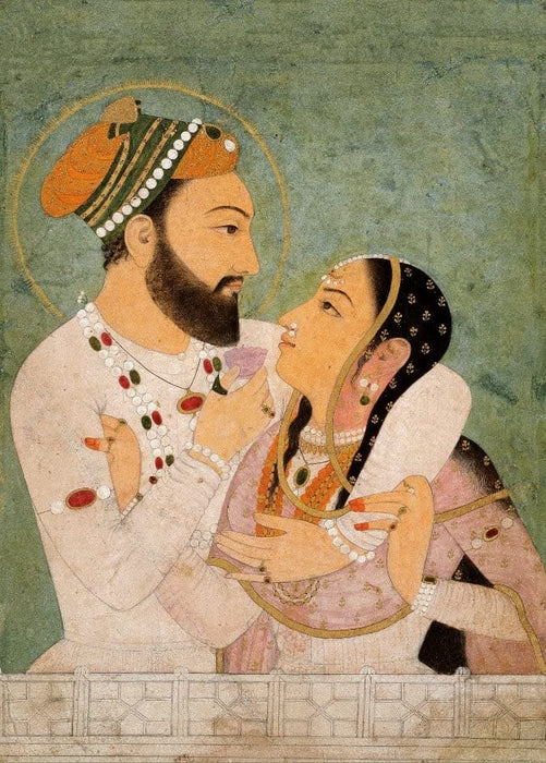 Vintage Persian and Islamic Art 'A Prince with his Beloved', India, 18th Century, Reproduction 200gsm A3 Vintage Classic Art Poster