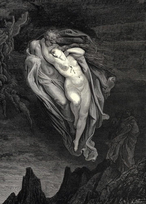 Gustave Dore 'Poet, I d Love to Talk to These Two', Dante's 'The Divine Comedy, Inferno', France, 1860's, Reproduction 200gsm A3 Vintage Classic Art Poster