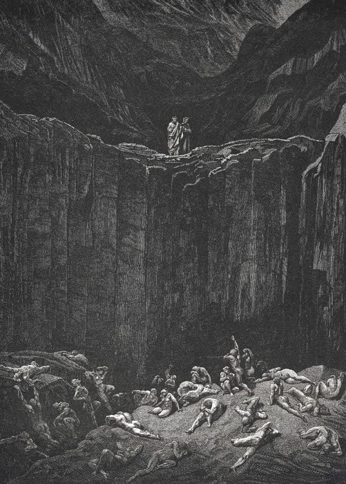 Gustave Dore 'So My Look Went to a Distance', Dante's 'The Divine Comedy, Inferno', France, 1860's, Reproduction 200gsm A3 Vintage Classic Art Poster
