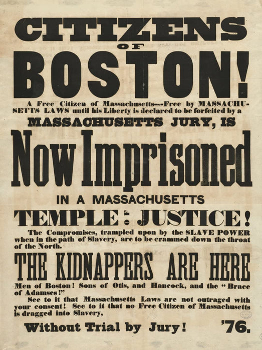 Vintage Slavery and Anti-Slavery 'The Kidnappers are here', U.S.A, 1851, Reproduction 200gsm A3 Vintage Slavery Poster