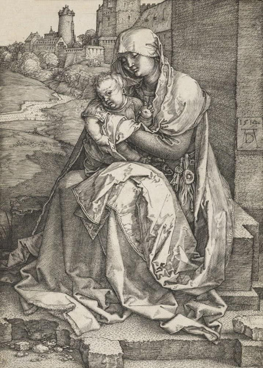 Albrecht Durer 'The Virgin Sitting by a Wall', Germany, 1504, Reproduction 200gsm A3 Vintage Classic Art Poster - World of Art Global Limited