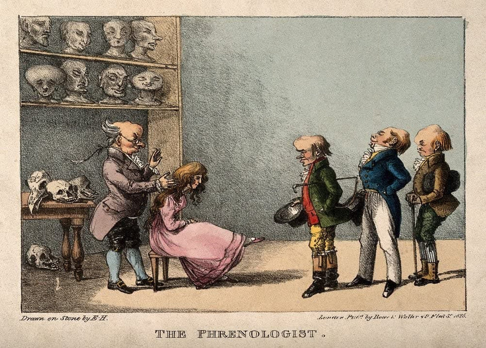 Vintage Anatomy Phrenology 'Franz Joseph Gall examing The Head of a Pretty Young Girl', U.S.A, 1850's, Reproduction 200gsm A3 Vintage Medical Poster