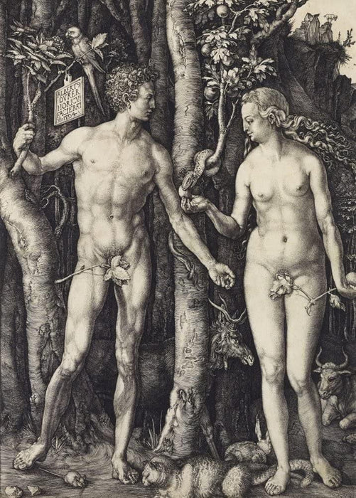 Albrecht Durer 'Adam and Eve, 1504, Reproduction 200gsm A3 Vintage Classic Art Poster - World of Art Global Limited