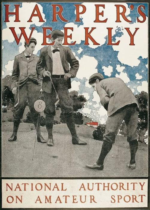Vintage Golf 'Harper's Weekly', U.S.A, 1897, Reproduction 200gsm A3 Vintage Art Nouveau Golfing Poster