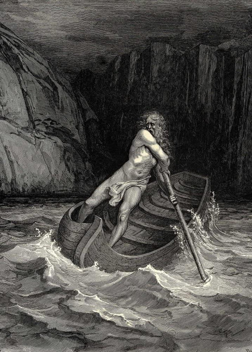 Gustave Dore 'Chaon, The Ferryman, Detail', Dante's 'The Divine Comedy, Inferno', France, 1860's, Reproduction 200gsm A3 Vintage Classic Art Poster - World of Art Global Limited