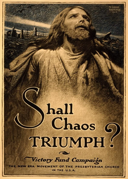 Vintage U.S WW1 Propaganda 'Shall Chaos Triumph?', U.S.A, 1914-18, Reproduction 200gsm A3 Vintage Propaganda Poster