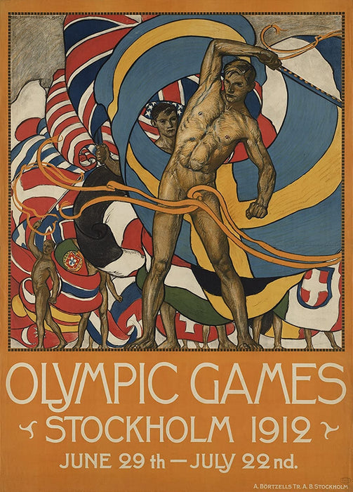 Vintage Olympics 'Stockholm, Sweden, 1912', Reproduction 200gsm A3 Vintage Sports Poster