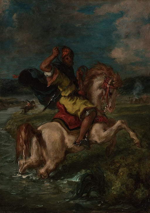 Eugene Delacroix 'Moroccan Horseman Crossing a Ford', 1850, Reproduction 200gsm A3 Vintage Poster - World of Art Global Limited