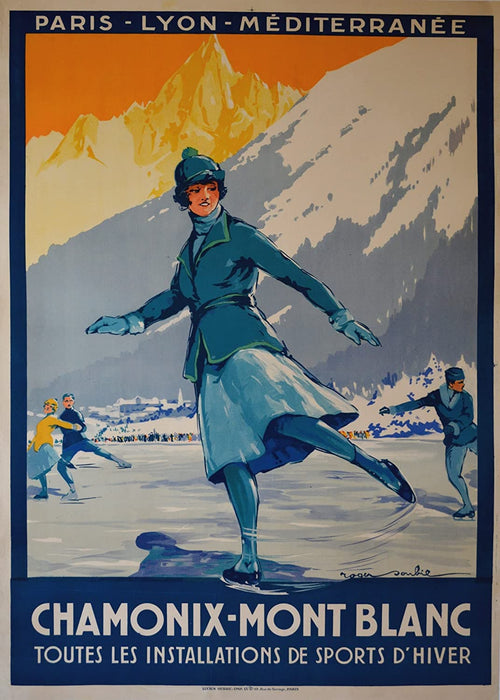 Vintage Travel France 'Chamonix Mont-Blanc for Winter Sports', 1924, Reproduction 200gsm A3 Vintage Art Deco Travel Poster