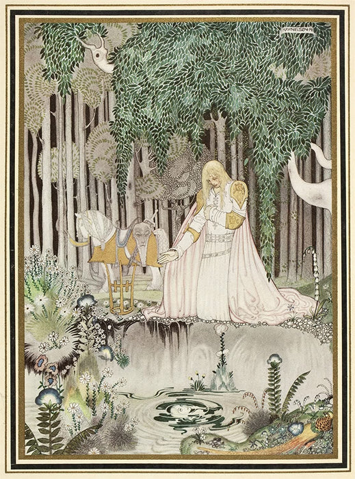 Kay Nielsen 'He Too Saw The Image in The Water', from 'East of The Sun and West of The Moon', Denmark, 1914, Reproduction 200gsm A3 Vintage Classic Art Nouveau Poster