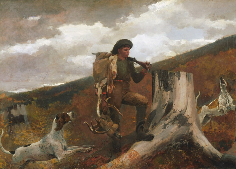 Winslow Homer 'A Huntsman and Dogs, detail', 1891, 200gsm A3 Classic Art Poster