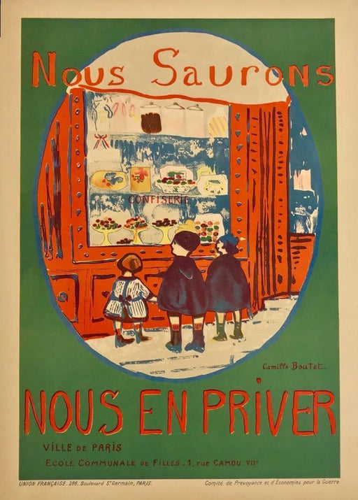 'Nous saurons nous en priver'. France. 1917, Reproduction 200gsm A3 Vintage Art Nouveau Poster - World of Art Global Limited